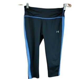 Under Armour All Season Fitted Cropped Leggings XS Black Blue Accent